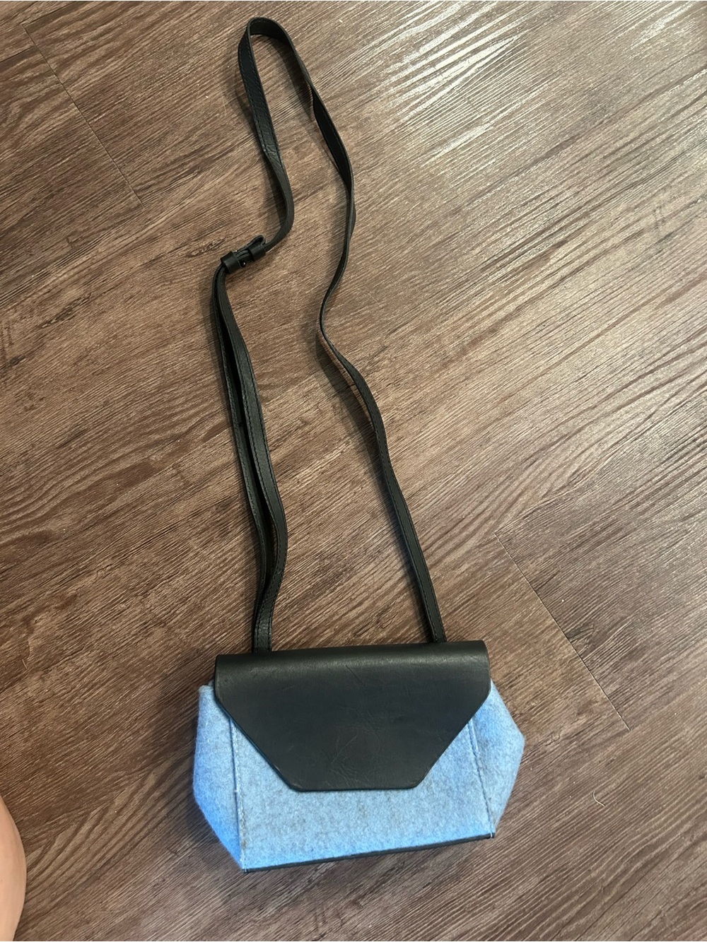 Graf Lantz Blue wool Crossbody Bag with Black Flap